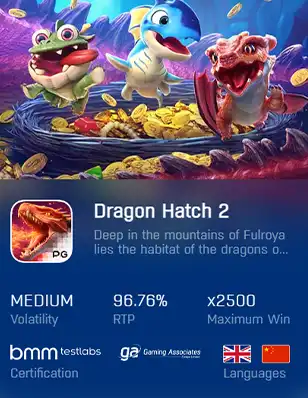 ทดลองเล่นสล็อต DRAGON HATCH 2 เว็บพนัน ฝากขั้นต่ำ 1 บาท