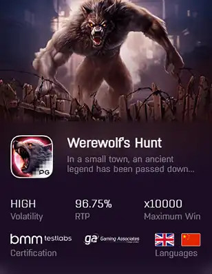 ทดลองเล่นสล็อต WEREWOLF'S HUNT เว็บตรง สล็อต ฝากถอน ไม่มี ขั้นต่ำ 1 บาท ก็ ถอนได้