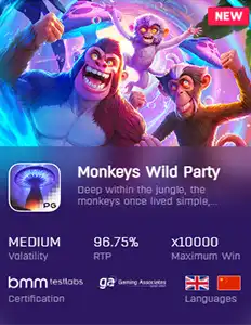 ทดลองเล่นสล็อต MONKEYS WILD PARTY พีจีสล็อต